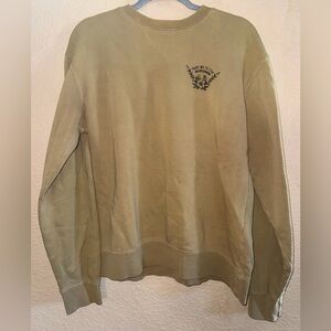 Brownish tan wildflowers crew neck